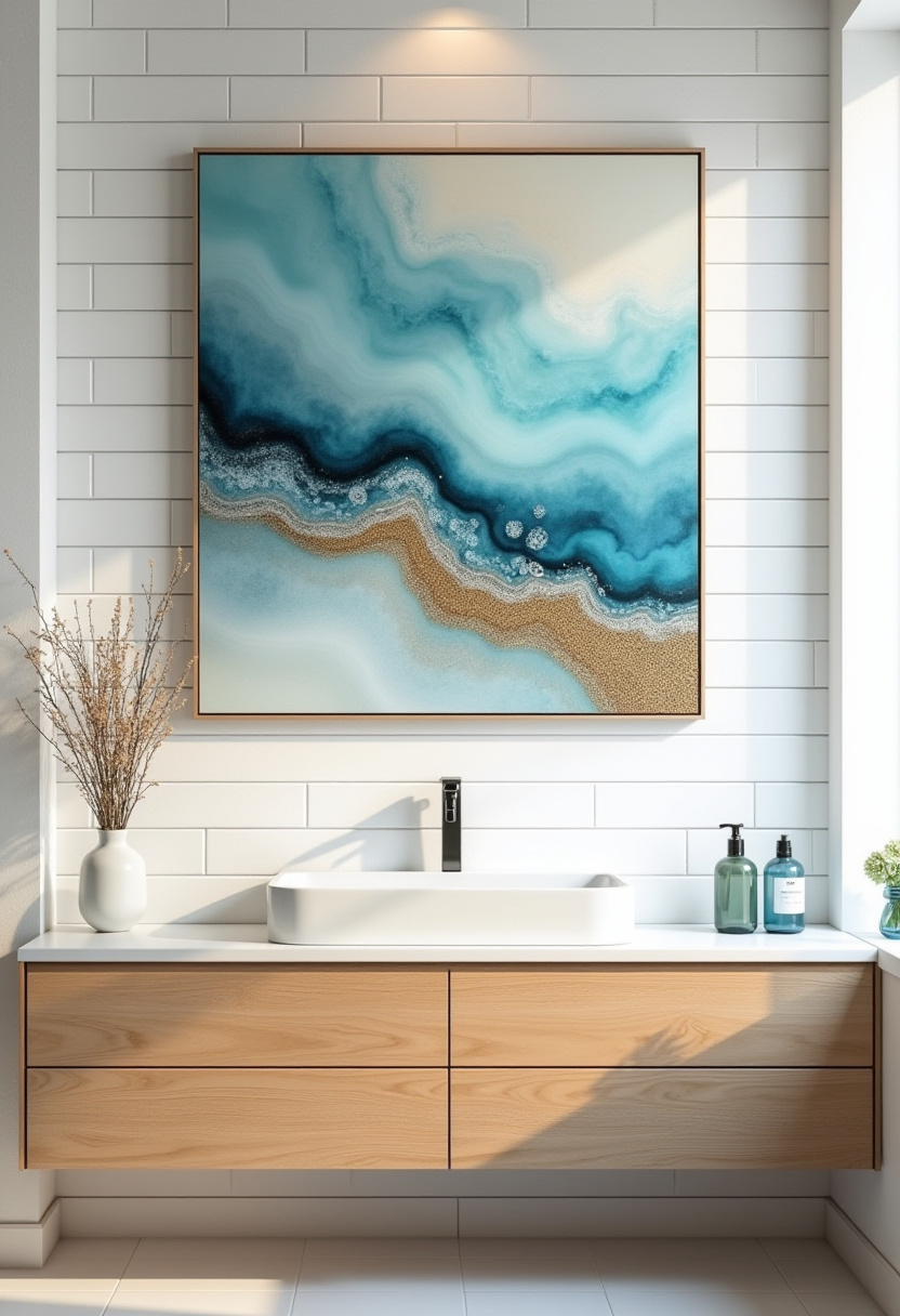 This terracotta-toned bathroom is warmed up with a beautifully detailed macramé wall hanging above the tub. Earthy textures create a relaxed, cozy retreat. Save it for boho decor ideas!
#TerracottaBathroom #MacrameWallArt #BohoBathroomStyle #EarthToneDecor #CozyVibes