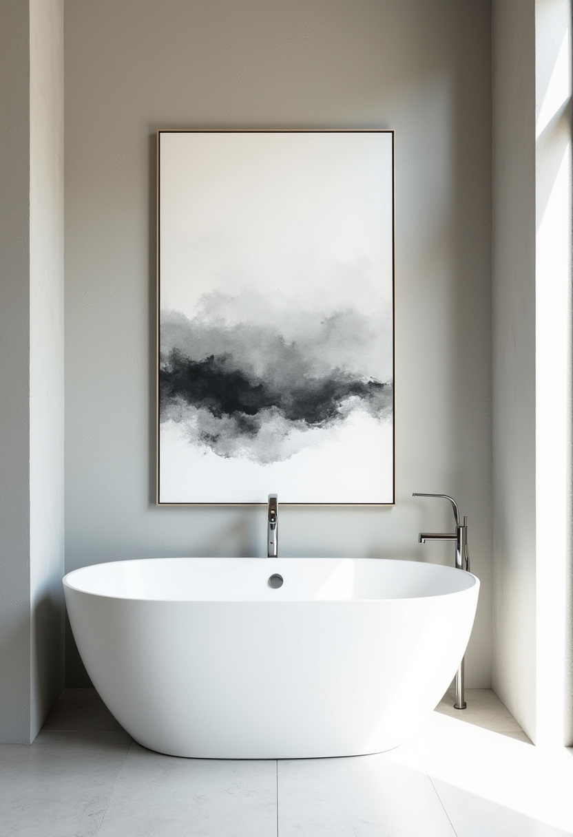 Elevate your space with a sleek, sunlit bathroom featuring a freestanding tub and bold black-and-white artwork. This minimalist design is the perfect balance of sophistication and relaxation. Don’t forget to save for modern decor inspo!
#ModernBathroom #MinimalistDesign #FreestandingBathtub #BlackWhiteArt #BathroomGoals