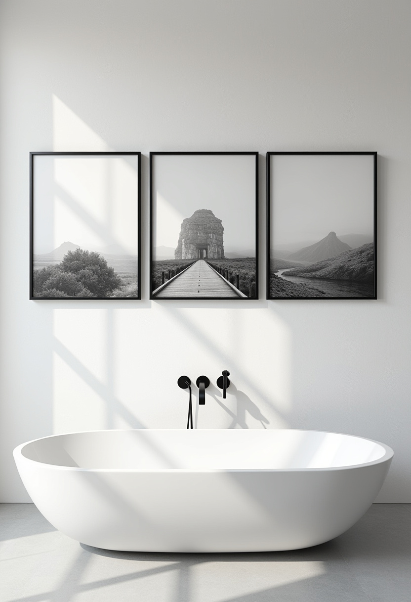 Get inspired by this rustic-industrial bathroom featuring a brick wall, wooden art panel, and a modern tub. The mix of textures adds both warmth and edge. Save this if you love urban-chic bathroom vibes!
#IndustrialBathroom #RusticDecor #BrickWallBathroom #FreestandingTub #UrbanStyle