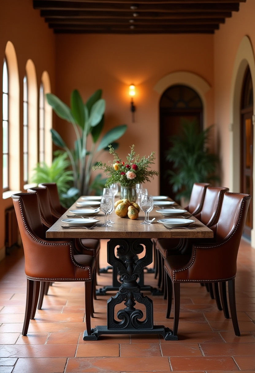 Step into timeless elegance with this dining room featuring warm terracotta walls and beautiful arched windows. A long wooden table is perfectly set with plates, glasses, and a fresh floral centerpiece, creating an inviting ambiance that's both cozy and sophisticated. Ideal for lovers of Mediterranean decor, rustic charm, and warm interiors. Pin this inspiring space for your next dining room makeover and follow for more elegant design ideas!
#ElegantDiningRoom #TerracottaWalls #MediterraneanStyle #RusticCharm #WarmInteriors #DiningRoomInspo #FloralCenterpiece #PinterestHome