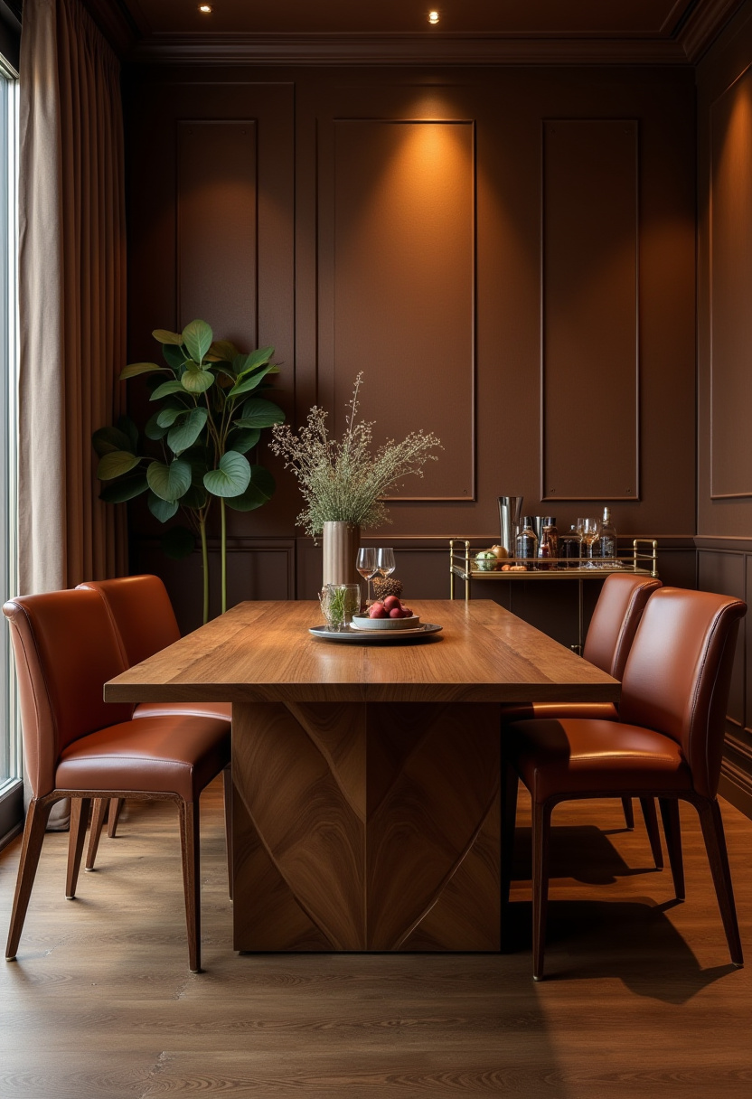 Step into elegance with this cozy dining room featuring a wooden table and four leather chairs. Warm lighting sets the mood, while a lush green plant and a stylish bar cart add sophistication and inviting charm. Perfect for lovers of modern luxury, cozy interiors, and functional design. Pin this look for your next dining room refresh and follow for more chic home inspiration!
#ElegantDiningRoom #LeatherChairs #CozyInteriors #WarmLighting #BarCartStyle #ModernLuxury #DiningRoomInspo #PinterestHome
