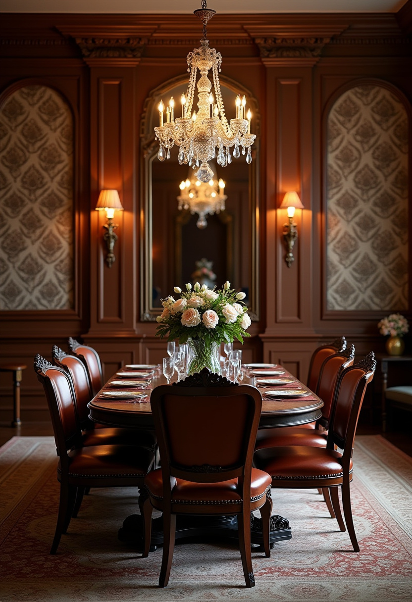 Make every meal memorable in this elegant dining room featuring a long, dark wood table set for eight. A sparkling crystal chandelier casts a luxurious glow, while a fresh floral centerpiece adds natural beauty and sophistication. Perfect for lovers of classic elegance, formal dining, and timeless design. Pin this stunning space for your next home upgrade and follow for more luxurious inspiration!
#ElegantDiningRoom #CrystalChandelier #FormalDining #LuxuryInteriors #FloralCenterpiece #TimelessDesign #DiningRoomInspo #PinterestHome