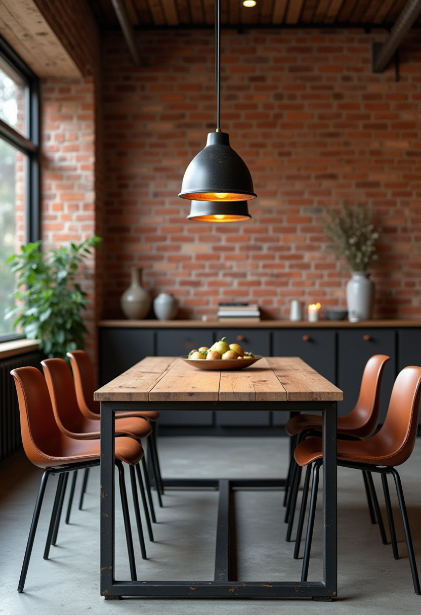 Create a cozy and inviting dining experience with this warm space featuring a wooden table surrounded by brown chairs under a soft hanging lamp. The bowl of fresh fruit adds a natural touch, while the brick wall backdrop brings rustic charm and warmth. Perfect for fans of farmhouse style, cozy interiors, and natural textures. Pin this for your next dining room refresh and follow for more heartfelt home inspiration!
#CozyDiningRoom #FarmhouseStyle #BrickWallDecor #WarmInteriors #NaturalTextures #DiningRoomInspo #PinterestHome #RusticCharm