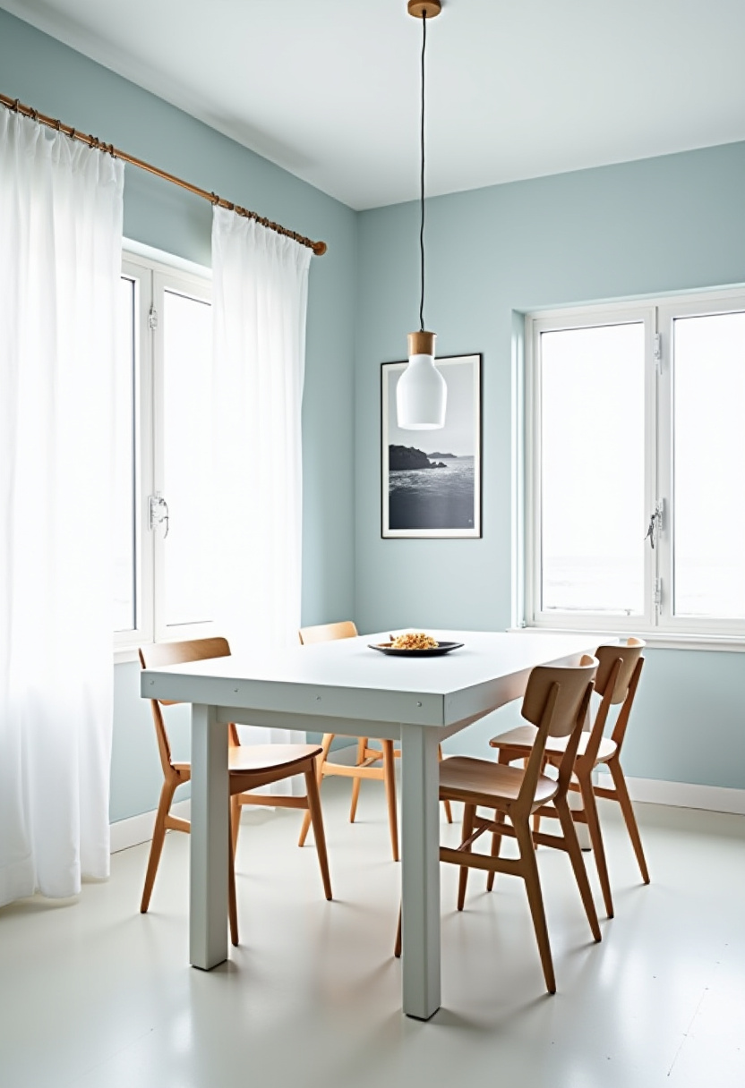 Step into a bright dining room where blue chairs surround a sleek marble table adorned with elegant white floral centerpieces. Two ocean paintings grace the walls, enhancing the calm, coastal ambiance perfect for lovers of coastal decor, modern elegance, and serene interiors. Pin this fresh and inviting space for your next dining room makeover and follow for more coastal-inspired inspiration!
#CoastalDiningRoom #BlueChairs #MarbleTable #FloralCenterpiece #CalmInteriors #DiningRoomInspo #PinterestHome #OceanDecor