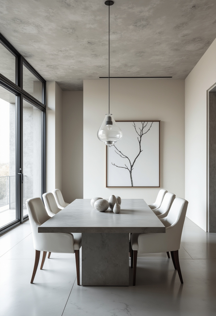 This minimalist dining room exudes refined simplicity with a sleek concrete table, modern white chairs, and a striking branch artwork that adds organic charm. A glass pendant light floats above, bringing subtle elegance and balance to the clean design. Perfect for fans of modern minimalism and understated sophistication. Save this pin for your decor inspiration and follow for more serene, stylish home ideas!
#MinimalistDiningRoom #ConcreteTable #ModernHomeDecor #WhiteChairs #GlassPendantLight #MinimalistStyle #ElegantInteriors #SimpleDiningRoom #PinterestHomeDesign