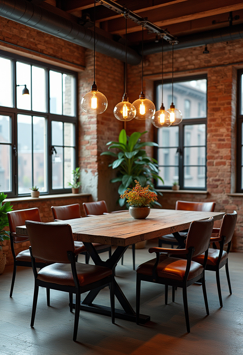 This cozy loft dining area blends industrial charm with warmth, featuring a rustic wooden table, six rich leather chairs, and glowing pendant lights overhead. Exposed brick walls and large windows let in natural light, creating an inviting, relaxed atmosphere perfect for urban living. Ideal for fans of modern rustic and loft-style interiors. Pin this look for your dining space inspiration and follow for more cozy, stylish home ideas!
#LoftDiningRoom #RusticTable #LeatherDiningChairs #IndustrialHomeStyle #ExposedBrickWalls #CozyDiningArea #UrbanLoftDecor #WarmHomeVibes #PinterestHomeInspo