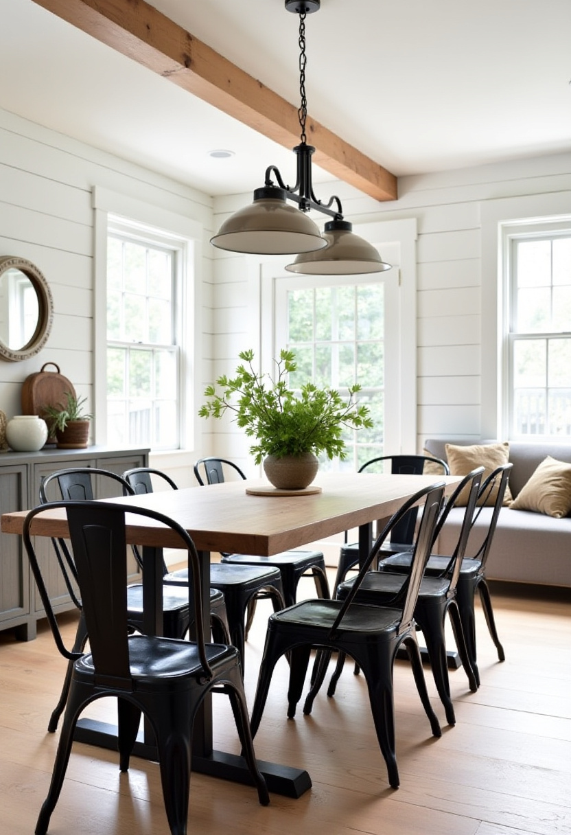 Create a cozy dining room vibe with a warm wooden table surrounded by sleek black metal chairs and a lush green plant centerpiece. Bright windows and modern lighting fill the space with natural warmth, perfect for fans of industrial farmhouse decor, greenery accents, and inviting dining spaces. Pin this welcoming setup to inspire your next home makeover!
#CozyDiningRoom #IndustrialFarmhouse #BlackMetalChairs #GreenPlantDecor #BrightWindows #ModernLighting #InvitingSpaces #PinterestHomeIdeas #WarmDiningRoom