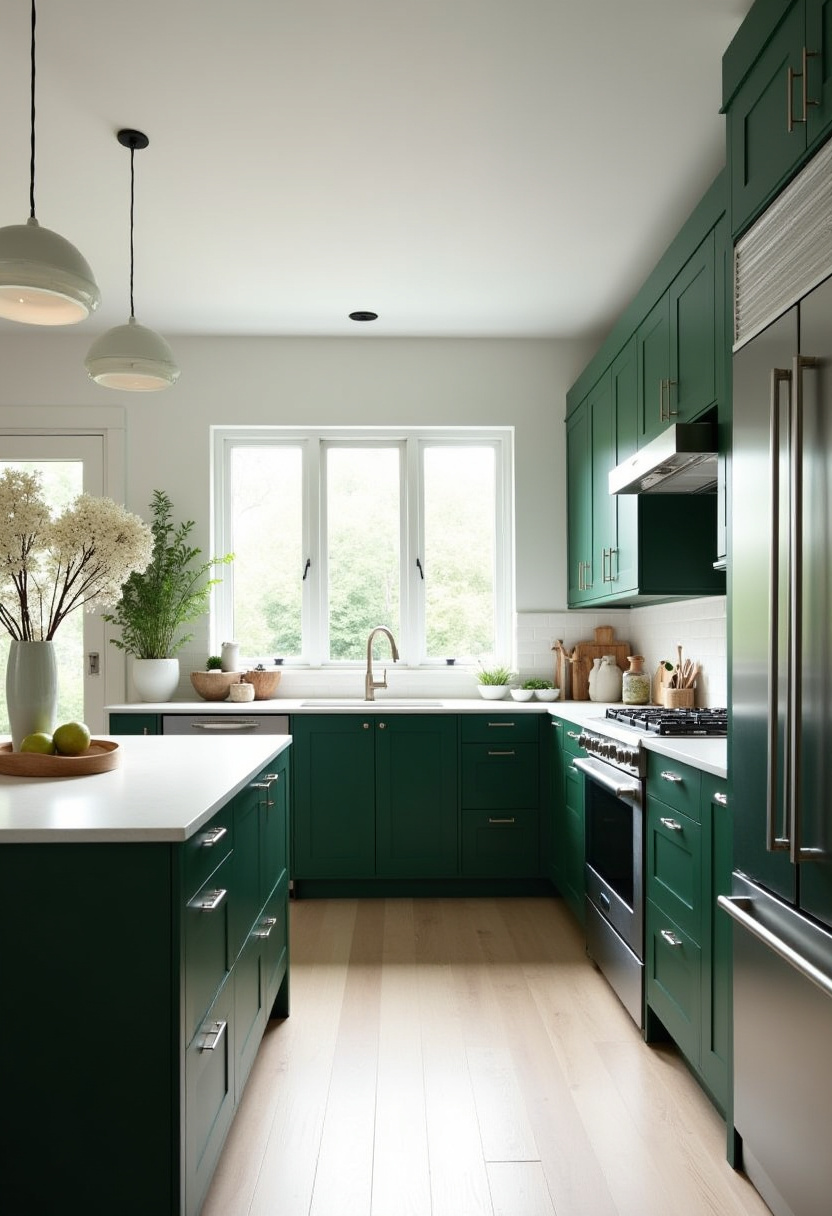 Kitchen with Green Cabinets 1