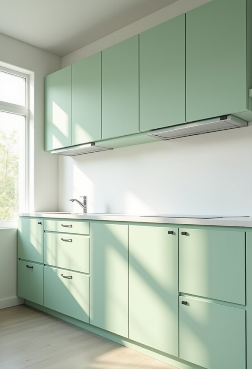 Breathe fresh life into your home with this modern kitchen featuring pastel green cabinets, sleek minimalist design, and abundant natural light pouring through a large window. The soft color palette and clean lines create a calm, refreshing ambiance — perfect for fans of modern minimalism and airy kitchen aesthetics. Ideal for small space makeovers or anyone craving a peaceful, stylish cooking space. Pin now for your kitchen design inspiration and follow for more serene home decor ideas!
#ModernKitchen #PastelGreenKitchen #MinimalistKitchen #KitchenInspo #NaturalLightDesign #KitchenDecorIdeas #ScandiKitchen #CalmHomeVibes #PinterestHomeStyle