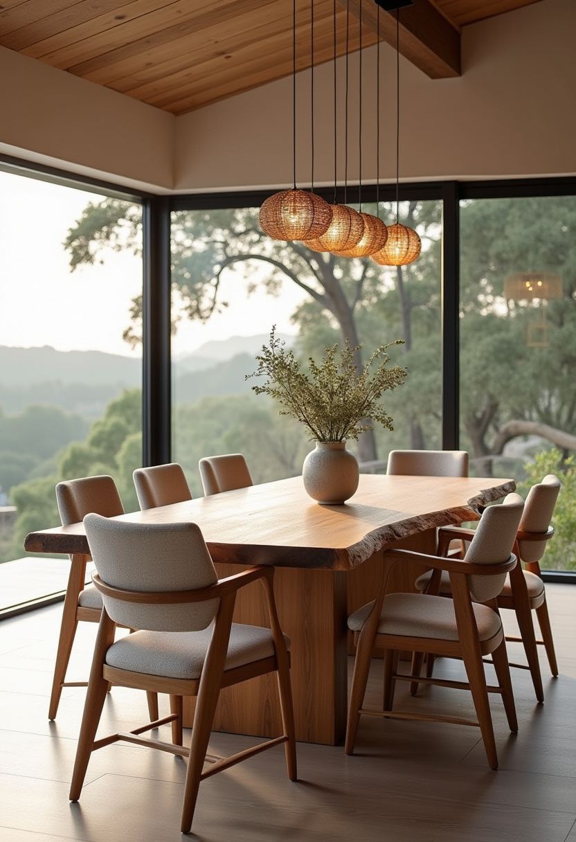 Serene views and rustic charm define this elegant dining room. With a large wooden table, upholstered chairs, and natural light, it’s perfect for warm family moments.
#RusticElegance #SereneDiningRoom #WoodenFurniture #UpholsteredChairs #TranquilView