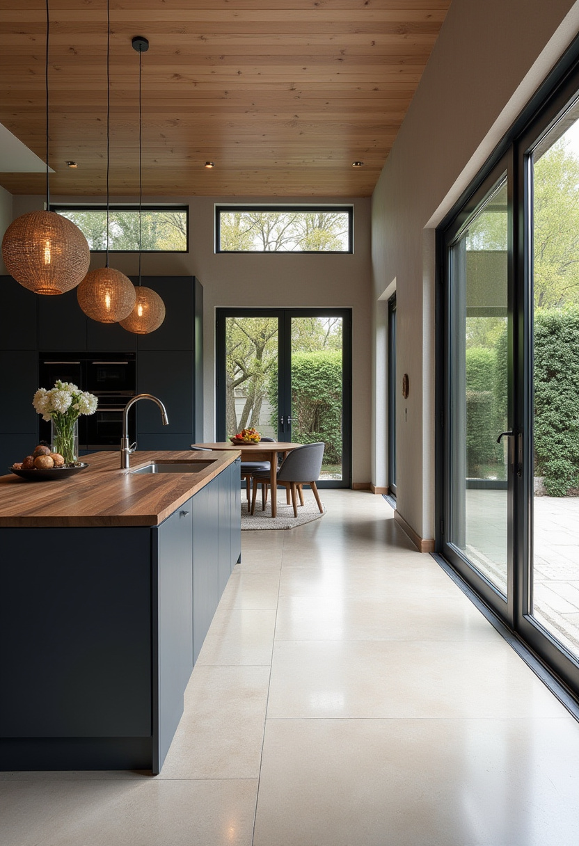 Bring nature indoors with this lush green kitchen filled with plants and natural light! Perfect for kitchen garden ideas, the wooden cabinets and fresh greenery create a serene cooking oasis. Save this pin and explore more #KitchenGarden #GreenKitchen #PlantDecor #HomeLiving inspiration!