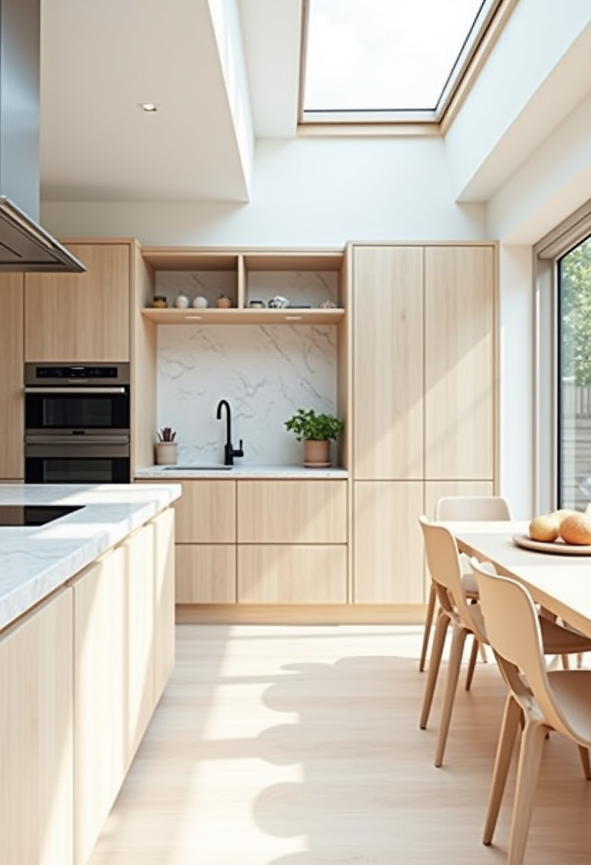 Modern kitchen with a concrete island, black stools, white cabinets, and large windows overlooking greenery.
- Transform your space with this sleek modern kitchen boasting a concrete island and stylish black stools! Pair white cabinets with large windows for a fresh look that brings greenery indoors, ideal for kitchen trends and home improvement. Pin this now and dive into more design inspiration! #ModernKitchen #KitchenTrends #HomeImprovement #KitchenIsland