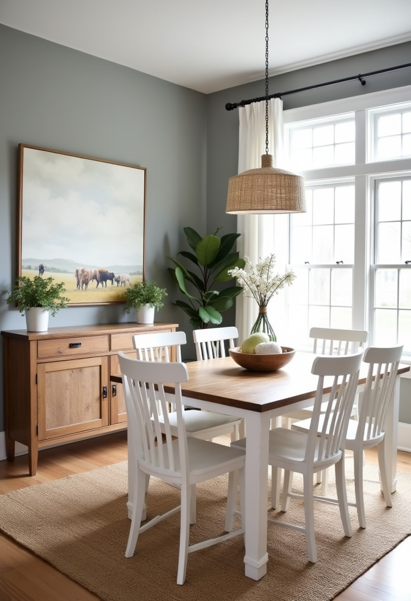 Clean, bright, and full of personality—this dining room with plants and artwork combines modern design with cozy vibes. The white chairs, wooden table, and pendant light create a serene yet stylish look. Don’t forget to save this for your next room refresh!
#brightdiningroom #modernhome #plantdecor #diningroomideas