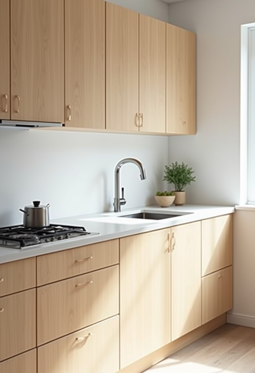 Light, natural, and modern—this kitchen with white countertops and wood cabinets is both stylish and functional. A sunlit plant near the sink adds a refreshing vibe. Pin this clean and calming kitchen idea!
#ModernKitchen #WhiteCountertops #LightWood #KitchenVibes #MinimalDesign