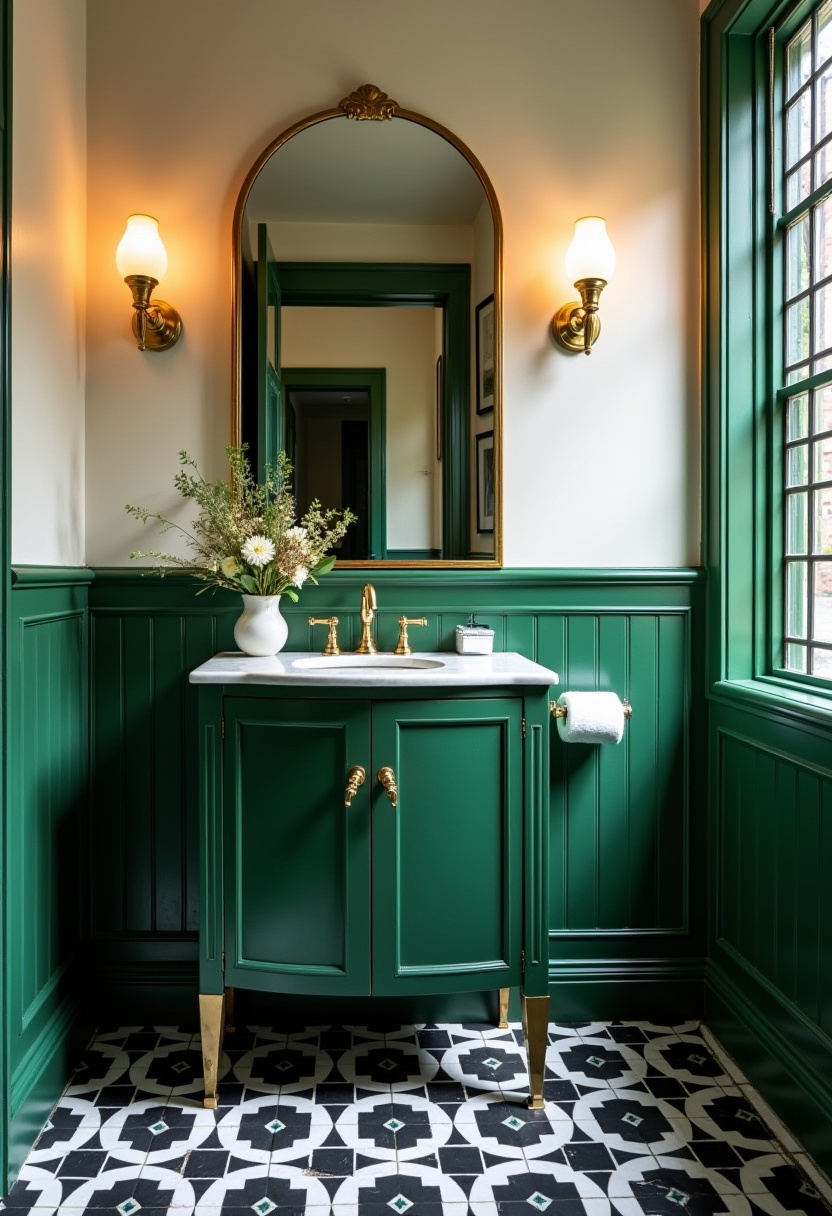 Upgrade your small bathroom with a rustic wooden vanity, white ceramic sink, and a black wall-mounted towel rack. White subway tiles and a large framed mirror add timeless elegance. Save this classic bathroom look!
#RusticBathroom #SubwayTiles #BathroomVanity #ClassicDesign #SmallBathroom