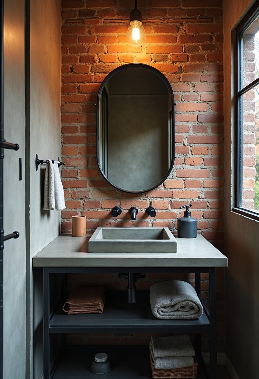 Brighten your bathroom with a minimalist round mirror above a light wood vanity topped with marble. Shelves with rolled towels and a potted plant add natural charm to this fresh space. Pin this bathroom design for elegant simplicity!
#MinimalistBathroom #WoodVanity #MarbleTop #BathroomDecor #NaturalElements
