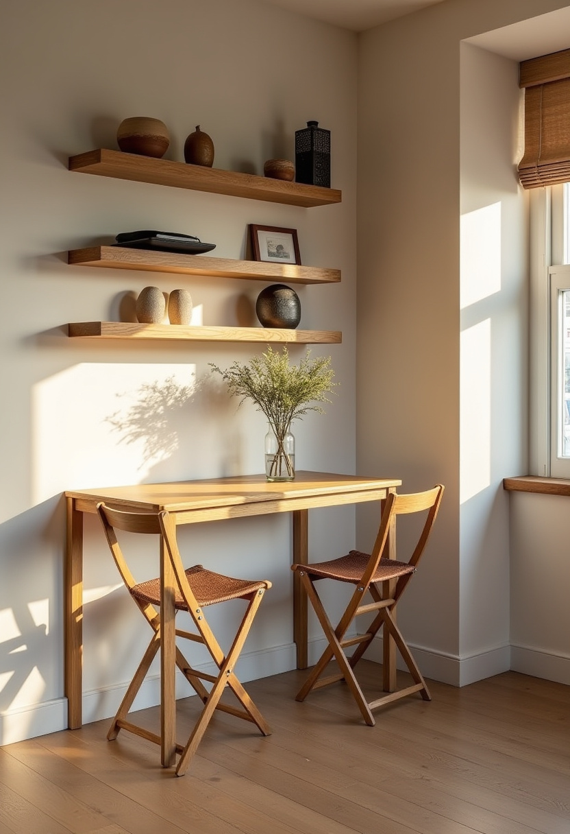 Create a cozy nook perfect for quiet moments with a warm wooden table and two chairs, gently backlit by sunlight streaming through the window. Shelves filled with pottery and a cherished photo add personal charm, while soft shadows cast a tranquil ambiance—ideal for fans of rustic decor, serene spaces, and minimalist charm. ✨ Ready to design your peaceful retreat? Save this pin for your next home inspiration!
#CozyNook #RusticDecor #TranquilSpaces #MinimalistCharm #SunlitRooms #PersonalTouch #HomeDecorIdeas #SereneAmbiance
