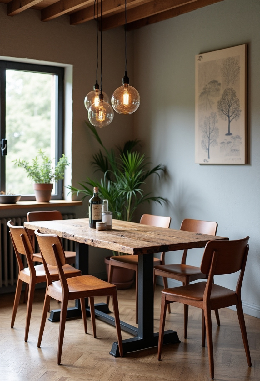 Gather around this cozy dining room featuring a rustic wooden table and four comfortable chairs, perfectly complemented by three stylish pendant lights overhead. A nearby window floods the space with natural light, while lush plants bring a fresh, organic touch—ideal for lovers of farmhouse style, rustic charm, and inviting interiors. ✨ Ready to create your own warm dining retreat? Save this pin for your next home makeover!
#CozyDiningRoom #RusticCharm #FarmhouseStyle #PendantLighting #NaturalDecor #FreshInteriors #WarmSpaces #HomeDecorInspo
