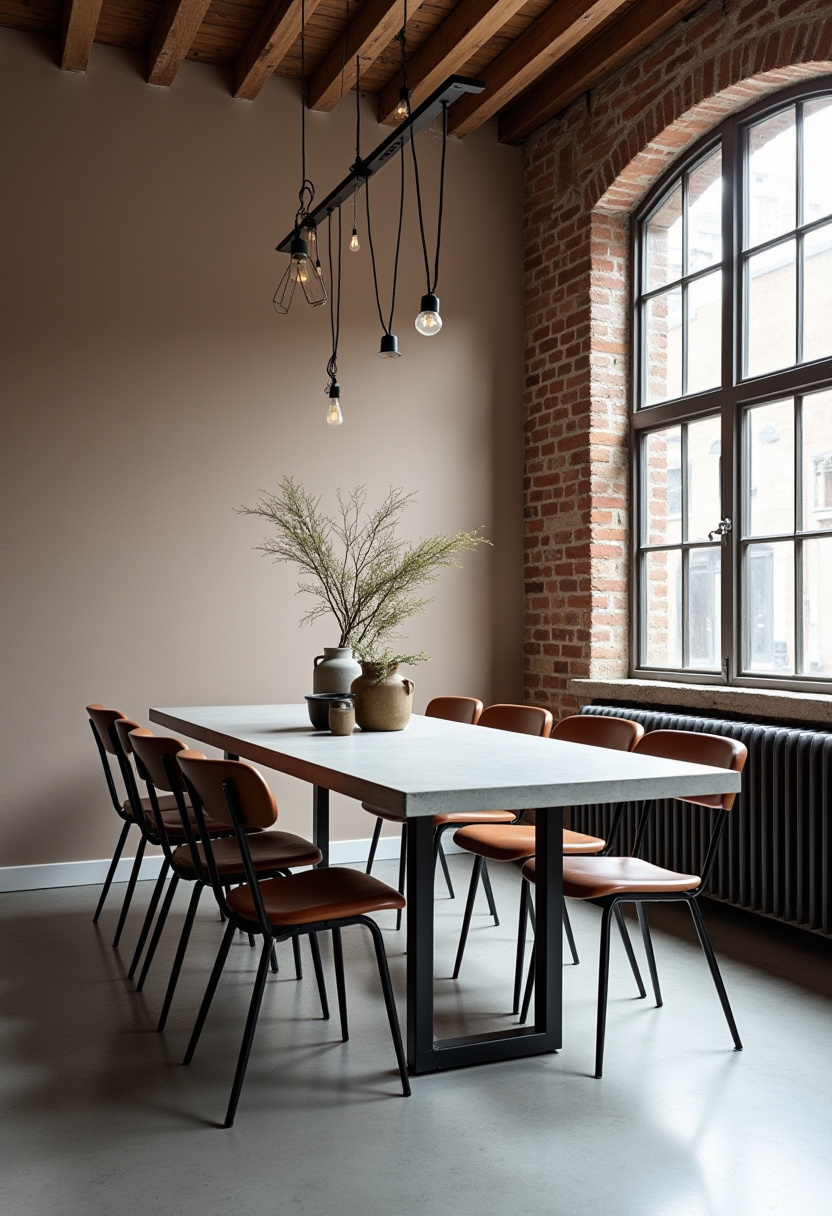 Bring rustic charm to your modern dining room with a long wooden table and eight cozy brown chairs. The exposed brick walls, hanging lights, and lush potted plant create a warm, inviting atmosphere perfect for fans of industrial style, farmhouse decor, and cozy interiors. ✨ Inspired to add character to your dining space? Save this pin for your next home makeover!
#ModernRustic #DiningRoomDecor #ExposedBrick #FarmhouseStyle #CozyInteriors #IndustrialChic #HomeDecorInspo #RusticDiningRoom