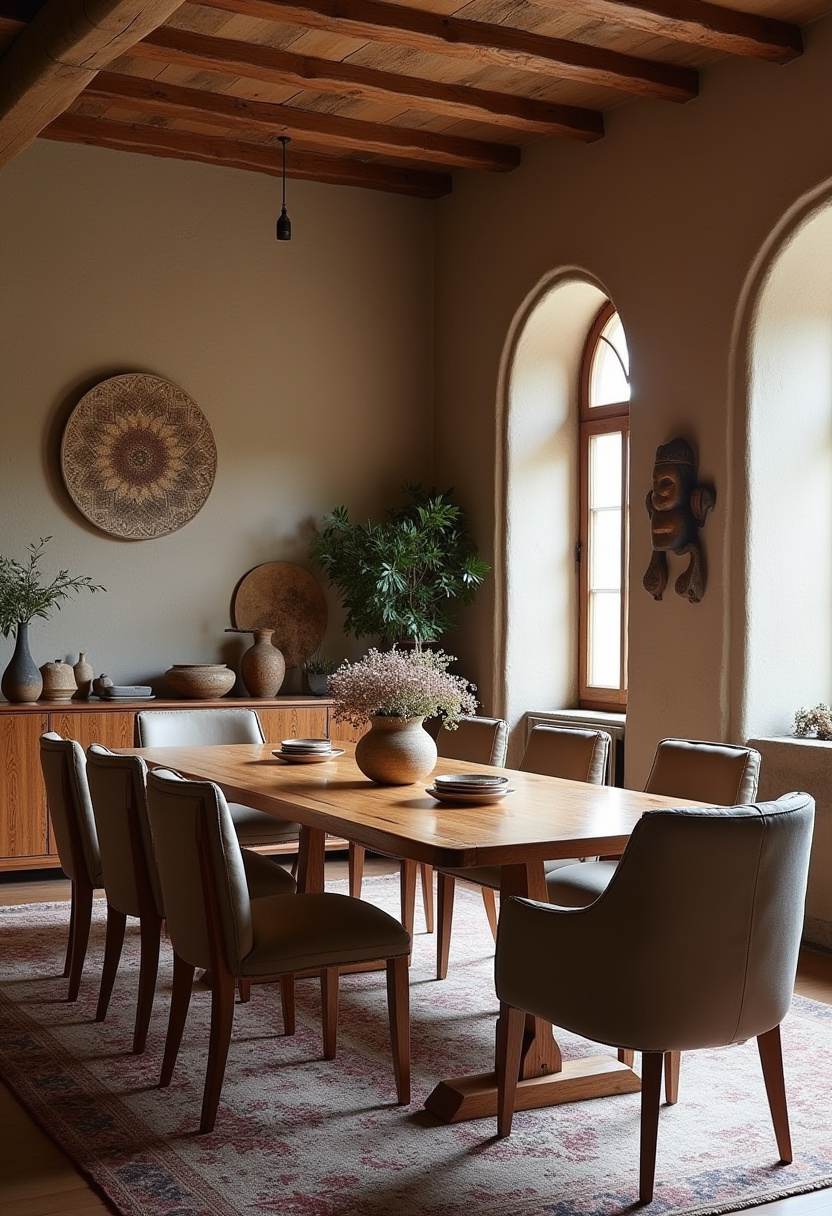 Create a warm-toned dining room that feels both cozy and elegant with a wooden table, eight cushioned chairs, and a fresh vase of flowers. The sunlit arched window and textured wall art add character and natural charm, perfect for lovers of cozy interiors, farmhouse style, and inviting dining spaces. ✨ Ready to transform your dining area? Save this pin for your next home makeover!
#WarmDiningRoom #CozyInteriors #FarmhouseStyle #TexturedWallArt #SunlitSpaces #InvitingDiningRoom #HomeDecorIdeas #DiningRoomInspo