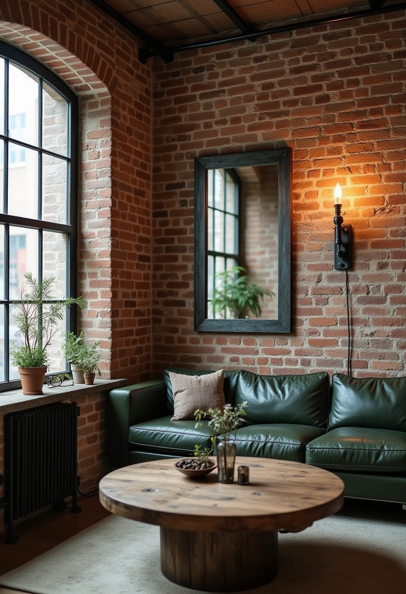Love the charm of industrial style with a cozy twist? This inviting space features exposed brick walls, a rich green leather sofa, a rustic wood coffee table, potted plants by large windows, and the warm glow of a wall sconce—blending raw texture with natural warmth. Perfect for fans of industrial home decor, cozy loft living, or urban jungle vibes. Pin it now for your ultimate living room inspiration!
#IndustrialLivingRoom #CozyLoftStyle #UrbanJungleDecor #BrickWallInspo #GreenLeatherSofa #IndustrialChic #RusticModern #PinterestHomeDecor #LivingRoomGoals