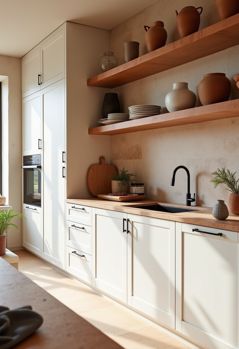 earthy kitchen ideas white cabinets 1