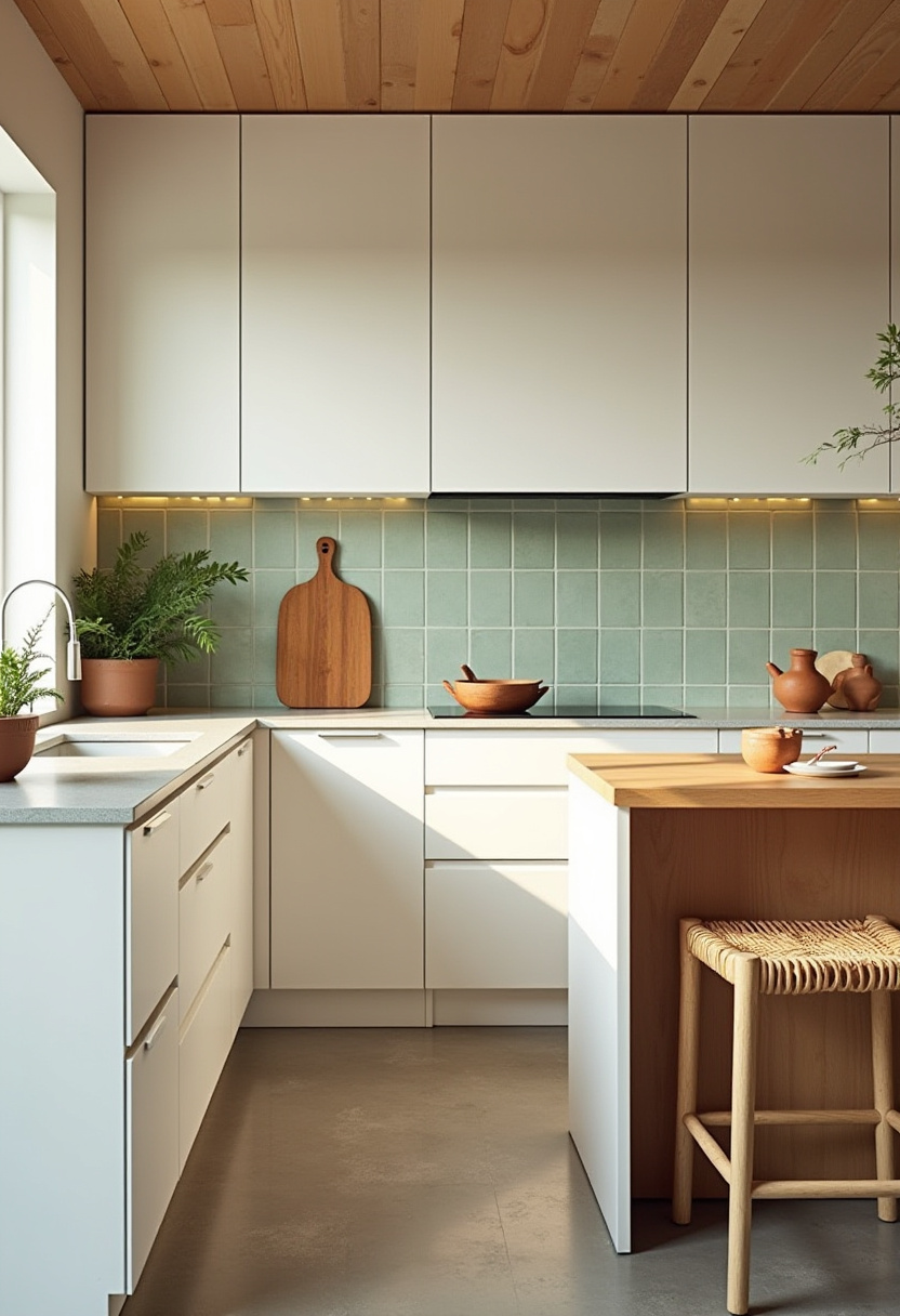 earthy kitchen ideas white cabinets 2