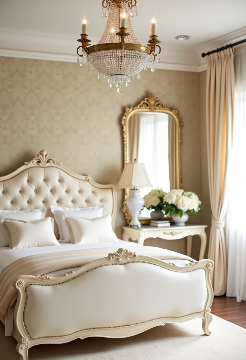 elegant bedroom with chandelier 1