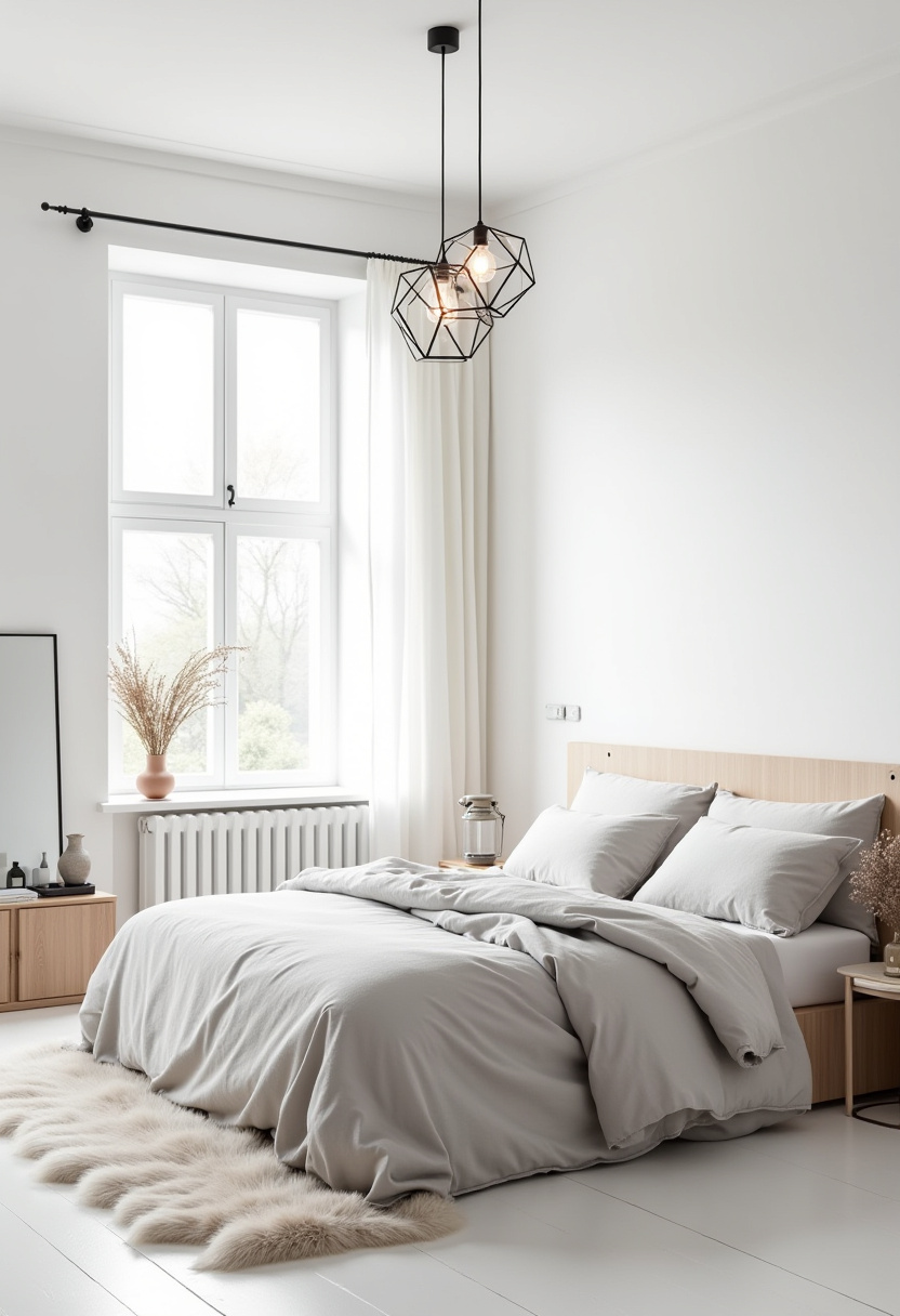 16. Discover the beauty of simplicity with this minimalist bedroom featuring soft gray bedding and light wood accents that create a calm, inviting space. The geometric pendant light and sheer curtains enhance the serene atmosphere, making it perfect for those who love modern bedroom decor and peaceful home design ideas. Looking to refresh your space with clean, stylish inspiration? Save this for your next bedroom makeover!
#MinimalistBedroom #ModernBedroomDecor #SereneBedroom #LightWoodAccents #GeometricLighting #CozyHomeIdeas #BedroomInspiration