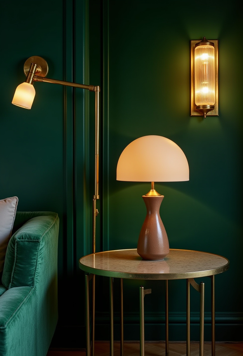 Elevate your living space with this cozy interior featuring a lush green velvet sofa, elegant gold side table, and modern lamps. Warm lighting casts a serene glow against dark green walls, creating a sophisticated and inviting atmosphere perfect for lovers of chic, modern decor and rich color palettes. Pin this elegant setup for your next home design inspiration!
#CozyInterior #GreenVelvetSofa #ModernDecor #ElegantLivingRoom #WarmLighting #HomeInspo #PinterestHomeDesign