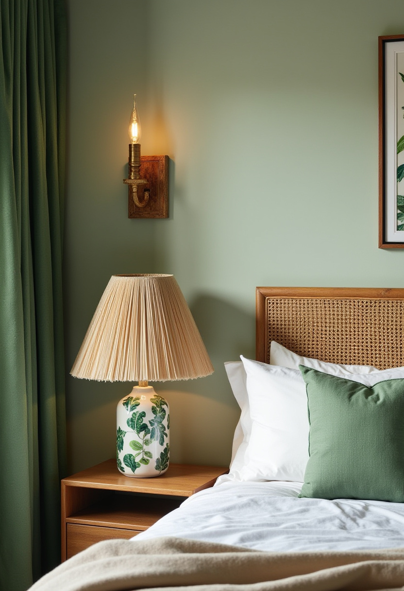 Bring natural charm into your cozy bedroom with a wicker headboard, fresh white and green pillows, and warm lighting from a leafy lamp and vintage wall sconce. The wooden nightstand adds rustic elegance, making this space perfect for fans of boho bedroom decor, natural textures, and cozy, inviting interiors. Pin this look to inspire your next bedroom refresh!
#CozyBedroom #BohoDecor #NaturalTextures #WickerHeadboard #WarmLighting #BedroomInspo #PinterestHomeIdeas