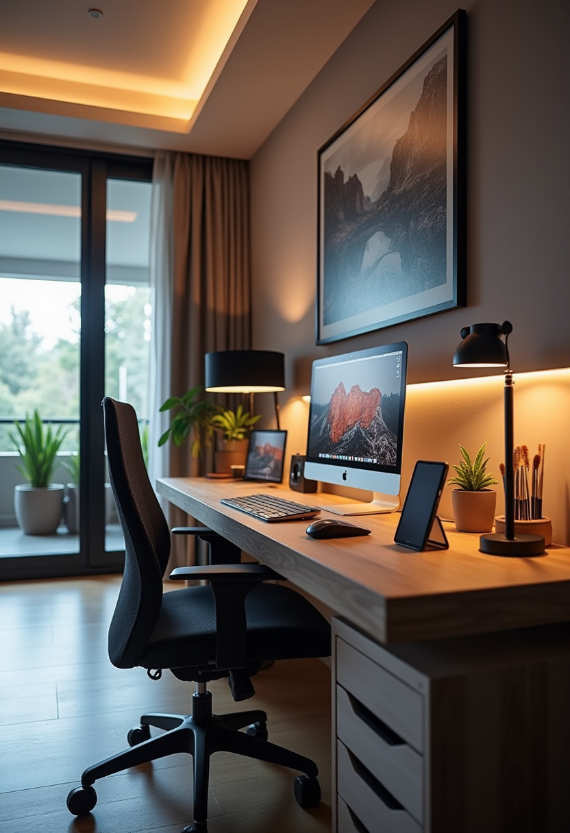 living room desk setup ideas 18