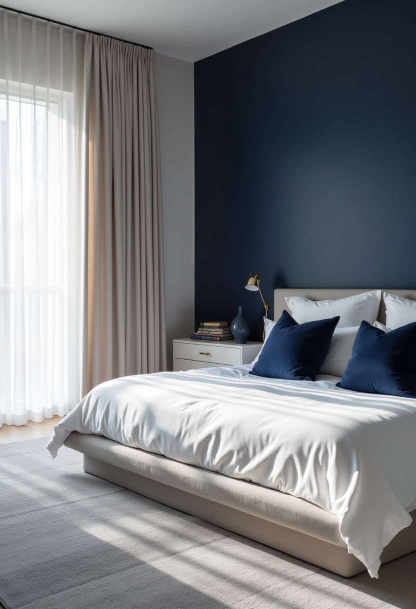 navy blue tones bedroom 1