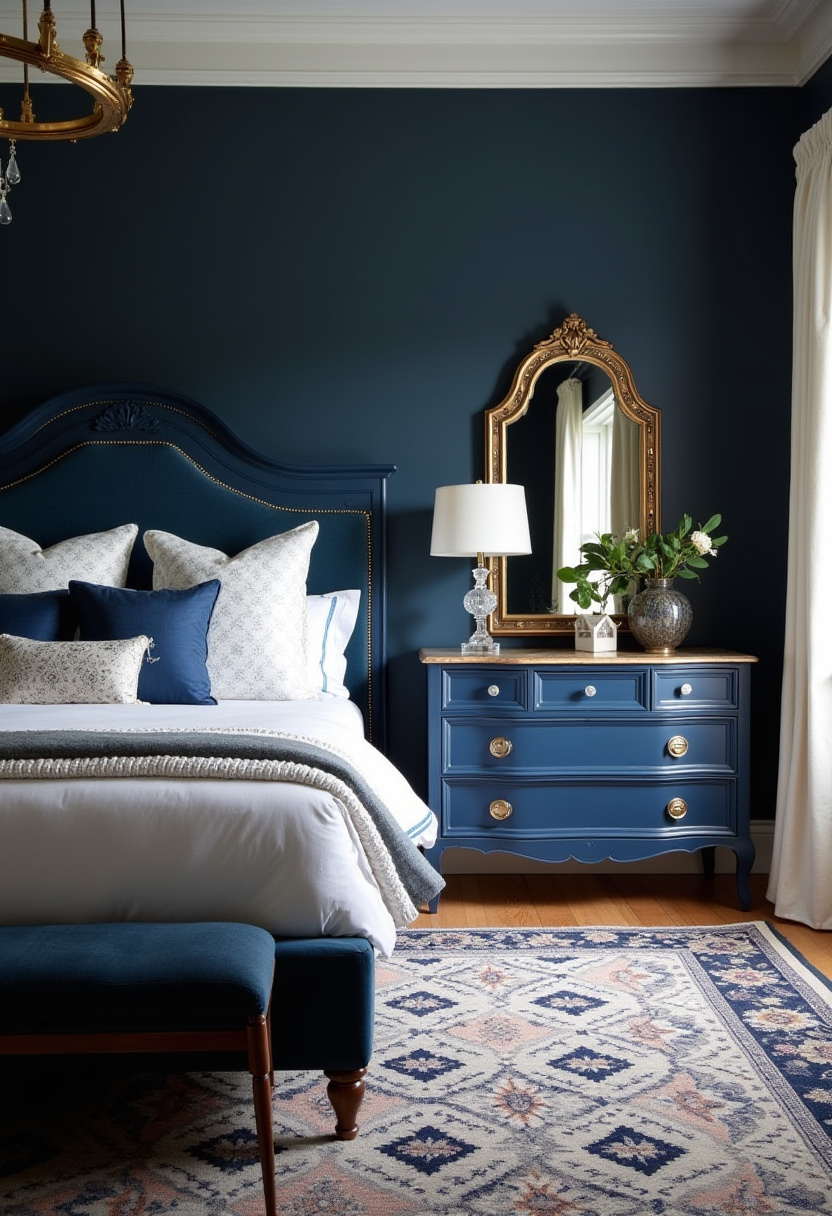 navy blue tones bedroom 10