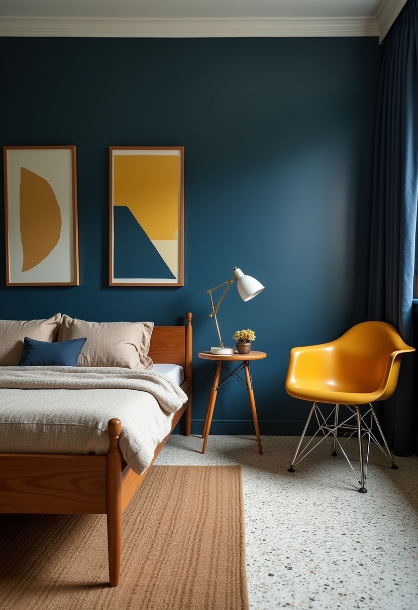 navy blue tones bedroom 12