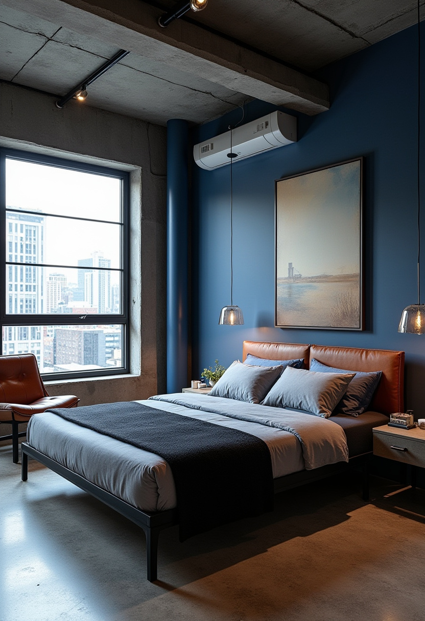 navy blue tones bedroom 14