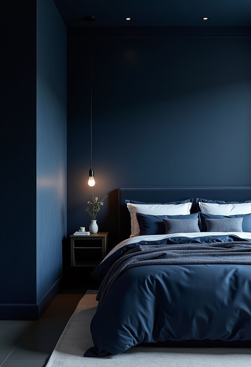 navy blue tones bedroom 16