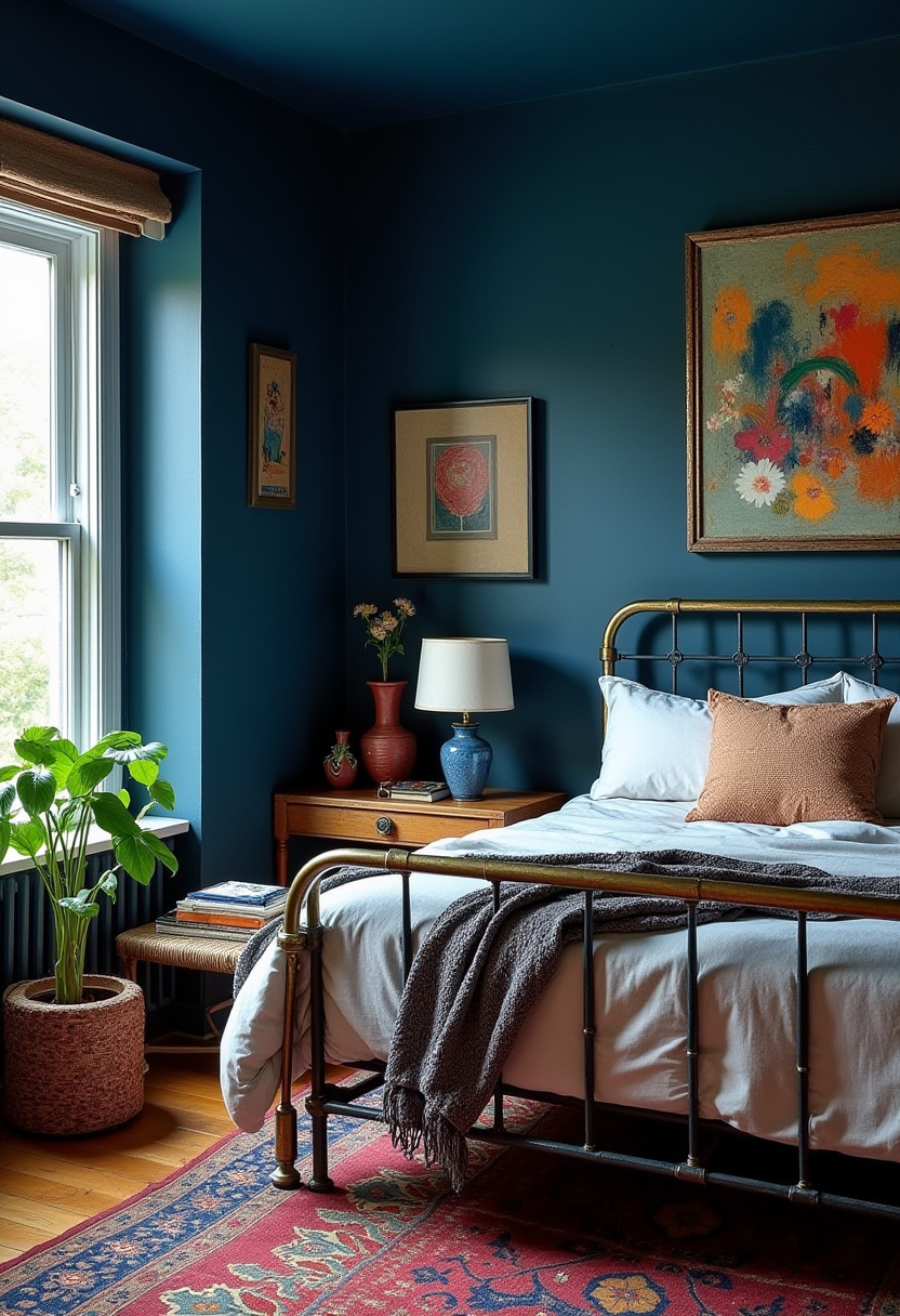navy blue tones bedroom 19