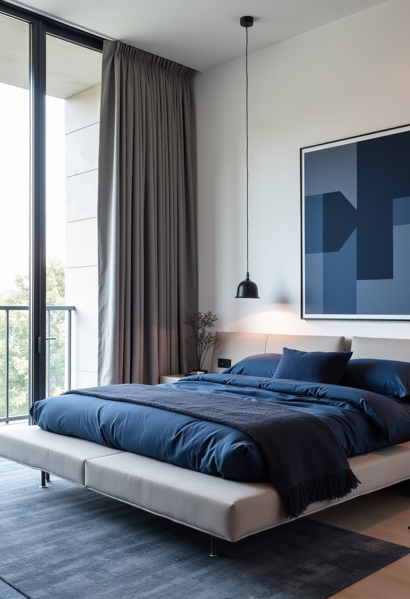navy blue tones bedroom 9