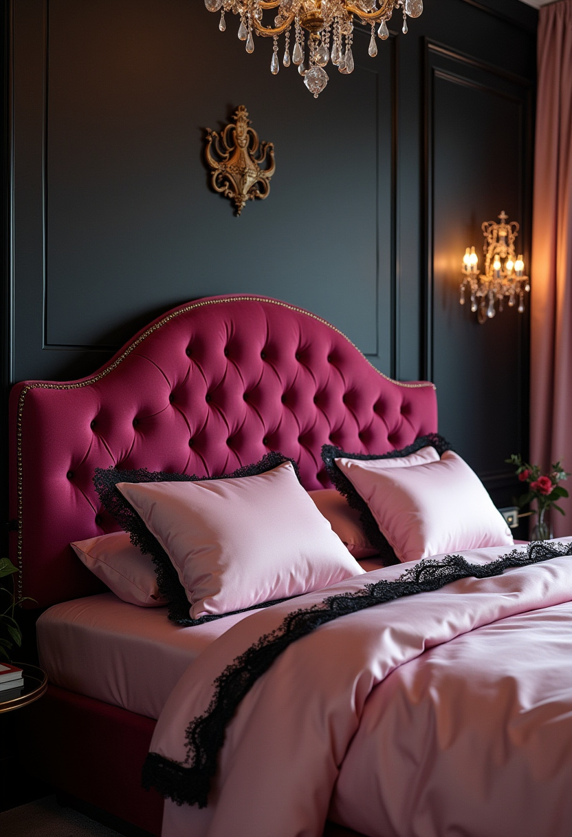 pink and black romantic bedroom 1