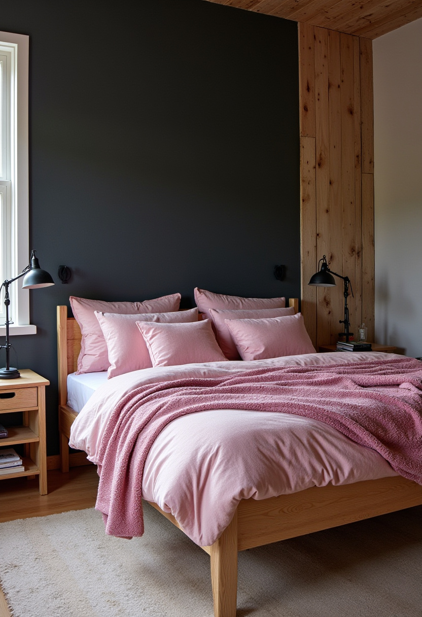 pink and black romantic bedroom 11