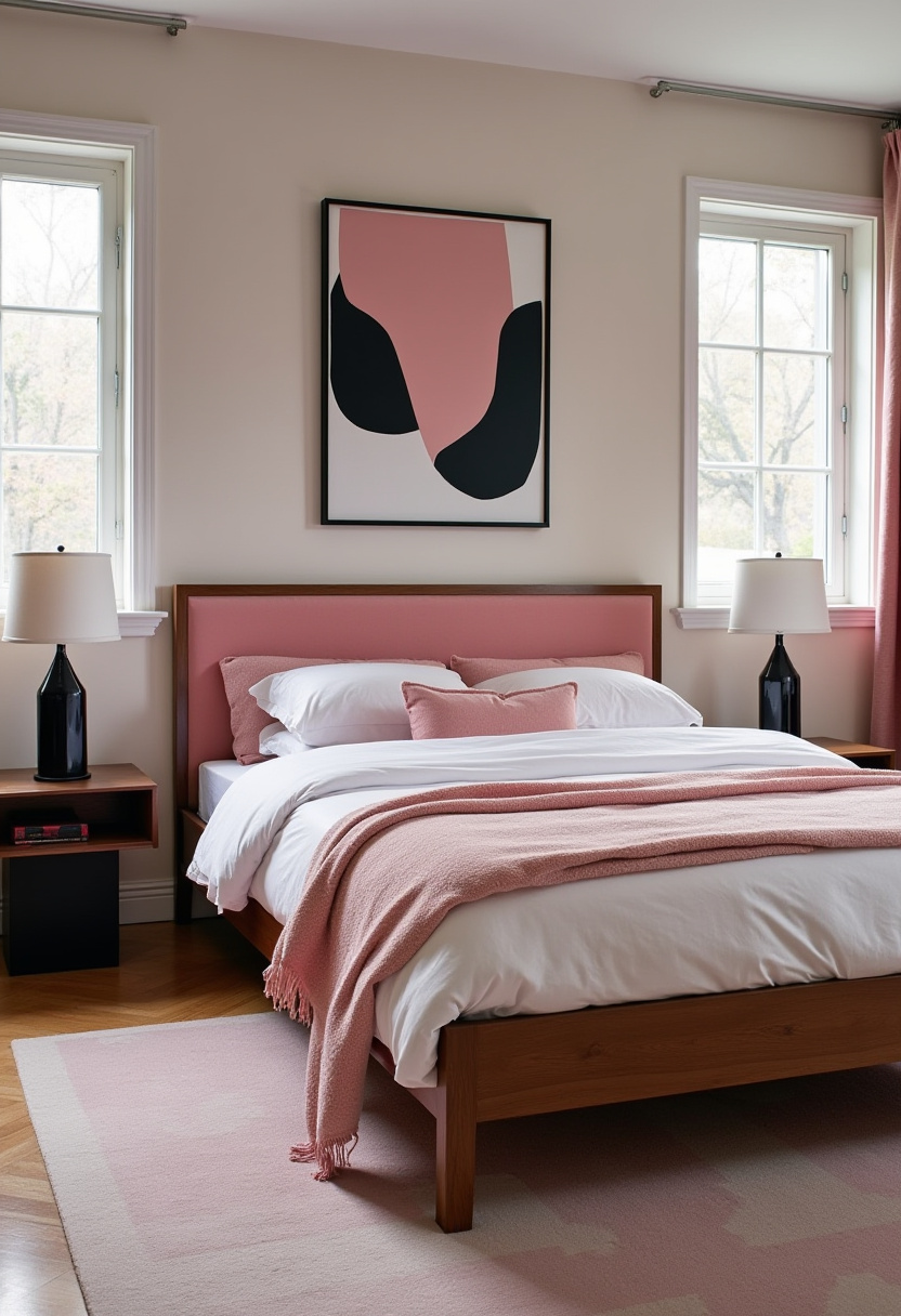 pink and black romantic bedroom 12