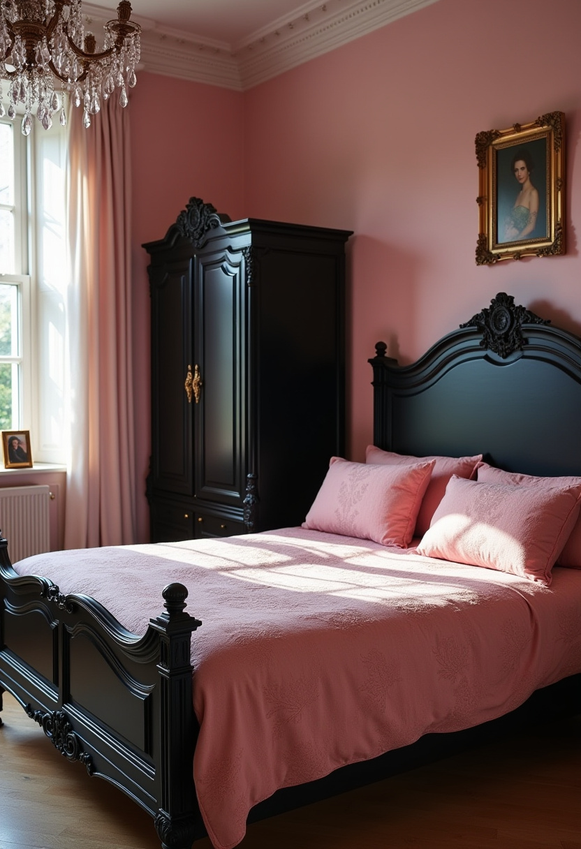 pink and black romantic bedroom 13
