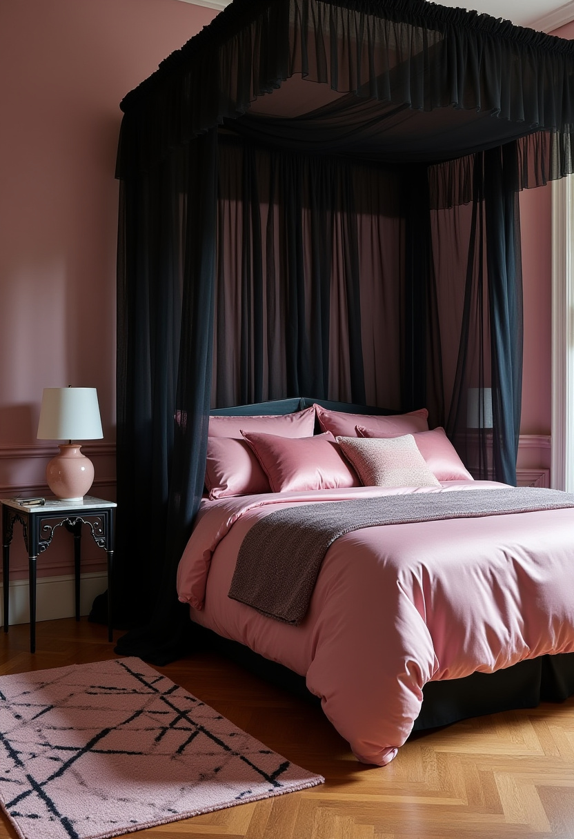 pink and black romantic bedroom 2