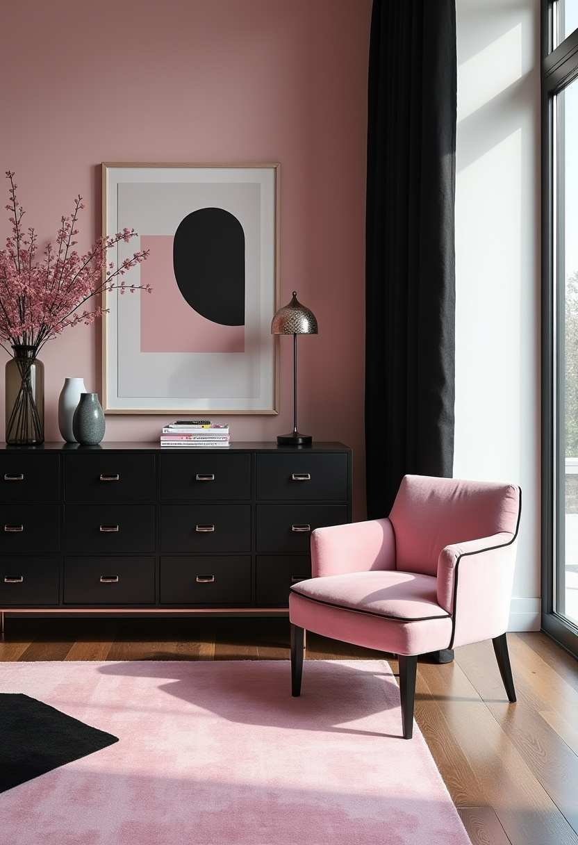 pink and black romantic bedroom 3