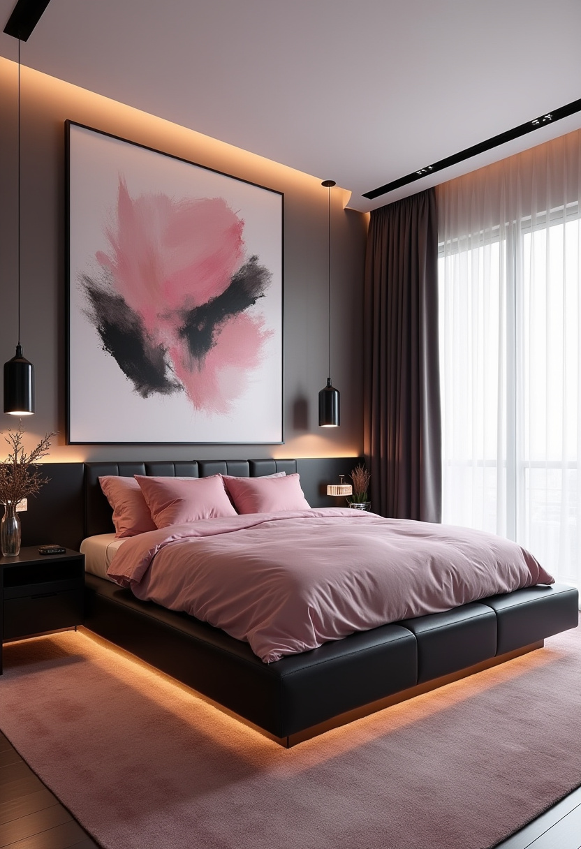 pink and black romantic bedroom 4