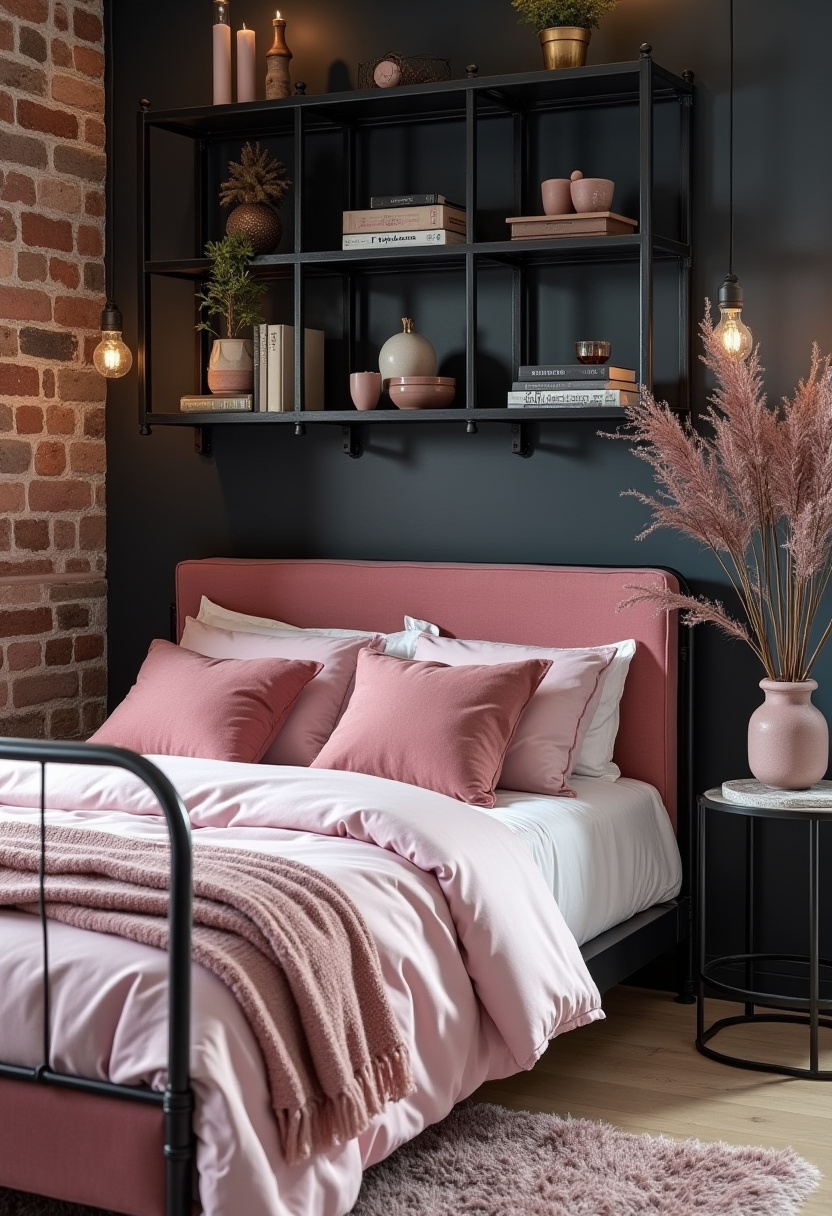 pink and black romantic bedroom 7