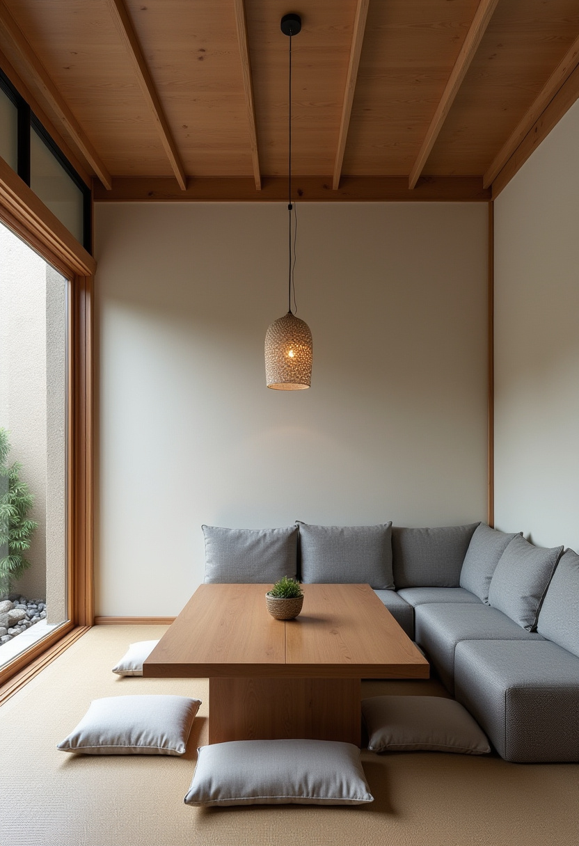 Create a serene minimalist room with a warm wooden table, soft gray cushions, and a cozy corner sofa. The woven pendant light adds natural texture, while abundant natural light fills the space—perfect for fans of Scandinavian design, calm interiors, and simple, cozy living. ✨ Ready to bring peaceful vibes home? Save this pin for your next room refresh!
#MinimalistRoom #ScandinavianDesign #CozyInteriors #WovenLighting #NaturalLight #SereneSpaces #HomeDecorInspo #SimpleLiving