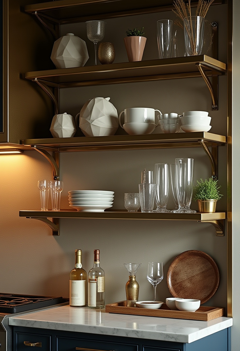 styling open kitchen shelves 13
