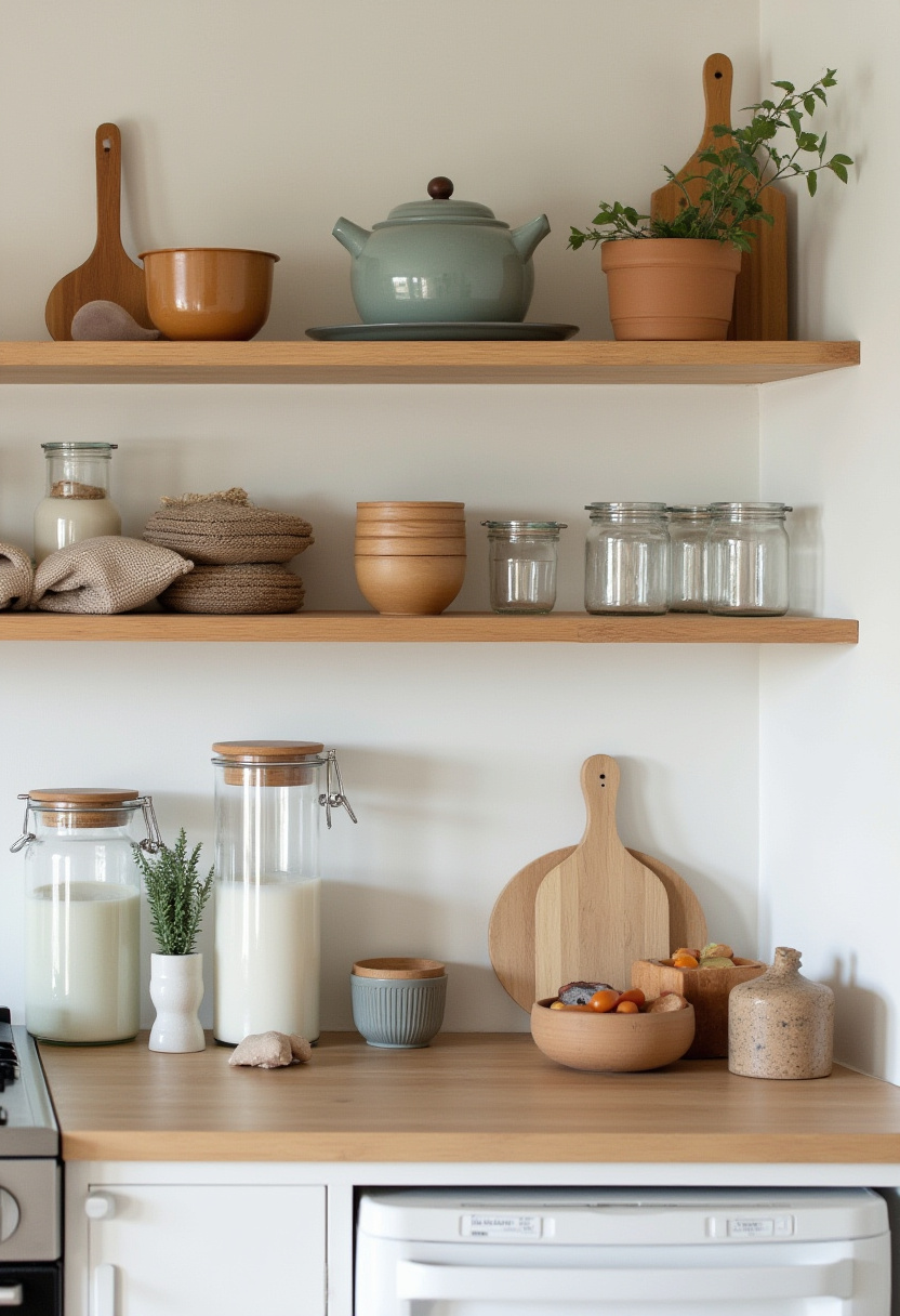 styling open kitchen shelves 14
